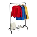 Produktbild: Relaxdays Kleiderständer, Metall, mit Ablage, Schlafzimmer, Kleiderstange, HBT: 139 x 90 x 44 cm, freistehend, schwarz