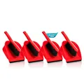 Produktbild: BigDean 4 Stück Kehrschaufel Set in Rot – Handfeger mit stabilen + robusten Borsten und Schaufel – Kehrblech aus hochwertigem Kunststoff – Haushalts Besen Kehrset – Made in Europa