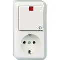 Produktbild: Elso 388204 Kontroll-Ausschalter und Steckdose, 2-polig, 10 / 16 A , mit Steckklemme, Contura, reinweiß glänzend
