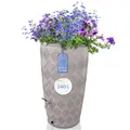 Produktbild: YourCasa Regentonne 240 Liter [Seabreeze] Regenfass Frostsicher aus Kunststoff - Regenwassertonne - Wasserfass Regenwassertank Wassertonne für Garten - Regentonne schmal (Creme Ohne Wasserhahn)