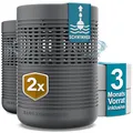 Produktbild: Luftentfeuchter ohne Strom 2-Pack | bis 54m² | inkl. 3-Monatsvorrat Luftentfeuchter-Granulat | 2x Raumluftentfeuchter gegen Schimmel in Wohnung, Bad | entfeuchtet Keller | dehumidifiers for home