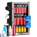 Produktbild: Klarstein Mini Kühlschrank mit Glastür, Mini-Kühlschrank für Zimmer, Getränkekühlschrank Klein mit Verstellbaren Ablagen, Kleiner Kühlschrank 98 Liter, Indoor/Outdoor Kühlschrank Leise