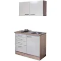 Produktbild: FlexWell Miniküche, Kaschmir, Holzwerkstoff, 3 Schublade(n) Schubladen, einmalig seitenverkehrt montierbar, nur wie online abgebildet bestellbar, 100 cm, Made in Germany, Zusatzausstattung erhältlich, links aufbaubar, rechts aufbaubar, Küchen, Miniküchen