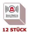 Produktbild: 12 X Aufkleber Alarmgesichert Alarmaufkleber Alarm Alarmanlage 5 x 5 cm weiss