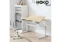 Produktbild: HOKO Kinderschreibtisch höhenverstellbar 54-76 cm, ergonomischer Schreibtisch (für Kinder & Jugendliche, 120x60 cm, neigbare Tischplatte mit Schubladen, stabil & belastbar bis 100 kg, Weiß, Holzfarben)