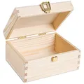Produktbild: Creative Deco Kleine Holzkiste mit Deckel und Schloss | 21,5 x 13,8 x 10 cm | Klein Holzbox Holzschachtel Geschenkbox Schatztruhe Schatzkiste Unlackiert Kasten | Für Geschenk, Hochzeit, Schmuck