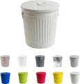 Produktbild: Jinfa Mülleimer mit Deckel, Ascheeimer, Abfallbehälter, Mülltonne, Papierkorb aus Metall, Cremeweiß, Ø 21,5 cm, Höhe 21,5 cm 7 Liter