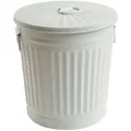 Produktbild: H&D Manufaktur Jinfa Mülleimer mit Deckel, Ascheeimer, Abfallbehälter, Mülltonne, Papierkorb aus Metall, Cremeweiß, Ø 21,5 cm, Höhe 21,5 cm 7 Liter