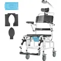 Produktbild: VEVOR Duschrollstuhl, 440 mm breiter Toilettenrollstuhl aus Aluminiumlegierung für Innendusche, Toilettenstuhl mit Bremse für behinderte Erwachsene, Rollstuhl mit einer Tragkraft von 136 kg