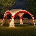 Produktbild: LED Event Pavillon 3,6 x 3,6m DomeShelter Garten Pavillion inkl. Solarmodul Pavilion Designer Gartenzelt Camping Pavilon Partyzelt mit Beleuchtung - rot