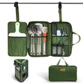 Produktbild: E EASTSTORM Camping Küchenhelfer Set mit wasserdichte Tasche für Camping Kochgeschirr,Camping Geschirr,Klein und Tragbar,Geeignet für Outdoor,Bergsteigen,Wandern,Camping Set für Rucksäcke, Dunkelgrün