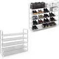 Produktbild: 2 x Schuhregal mit 5 Ablagen, Schuhablage für 20 Paar Schuhe, beliebig erweiterbar, HxBxT: 90,5x87x29,5 cm, weiß