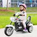 Produktbild: COSTWAY 6V 2,5-3 km/h Elektro Motorrad Kinder mit verstellbaren Scheinwerfer, Sound, Hupe, Rückspiegel&Pedale, Dreirad Elektromotorrad, Weiß, Polizei