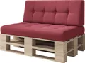 Produktbild: sunnypillow Palettenkissen Kaltschaum Palettenauflage Palettenpolster Palettensofa Sitzkissen Rückenlehne gesteppt 2er Set Red