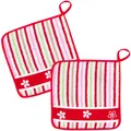 Produktbild: Topflappen Baumwolle KRACHT 2er Set Frottee Serie Blümchen rot ca.22x22 cm NEU
