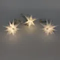 Produktbild: Ideen mit Herz LED Stern 3 Stück in Weiß batteriebetrieben Ø10cm Timer Funktion Kabellänge 1,5m 16 Strahlen & 1 LED Licht Warmweiß Weihnachtsdeko - Weiß