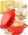 Produktbild: KRUSTENZAUBER Gusseisen Topf Brot Backen [inkl. Gärkorb] - Hochwertiger Emaille Topf 26cm - Idealer gusseiserner Brottopf zum Backen, Gusseisentopf Brotbacken, Brot Backen Zubehör…