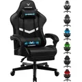 Produktbild: LUCKRACER Gaming-Stuhl Gaming Chair Bürostuhl Ergonomisch mit Lendenkissen Kopfkissen, Höhenverstellbarer Gamer Stuhl 150kg Belastbar, Fußstütz... - Schwarz