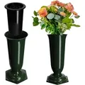 Produktbild: Grabvase aus Kunststoff, Blumenvase mit einlage, 13 cm, Grün - Kadax