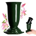Produktbild: KADAX Grabvase, Vase aus Kunststoff, Blumenvase, Kunststoff-Vase für Blumen, wetterfeste Friedhofsvase, frostsicher Steckvase für Grab, witterungsbeständiger Grabschmuck (13cm, grün)