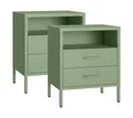 Produktbild: skølm Nachttisch Mizar mit 2 Schubladen & Ablagefach (2er Set, mintgrün, Beistelltisch), höhenverstellbar, aus Metall, Ablagetisch für Schlafzimmer/Wohnzimmer