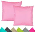 Produktbild: JACK 2er Set 40x40cm Outdoor Kissenhülle Kissenbezug Wasserfest Sitzkissen Lounge Kissen Garten Stuhl Lotus Effekt, Farbe:Rosa