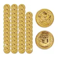 Produktbild: Relaxdays Goldmünzen Kinder, 48er Set, Piratenschatz Kindergeburtstag, Spielmünzen Plastik, Piratenmünzen, Ø 3,5cm, Gold