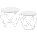 Produktbild: VASAGLE Runde Couchtische, 2er-Set Beistelltische, Moderner Stil, Abnehmbarer Tischplatte, Stahlrahmen, für Wohnzimmer, Schneeweiß und Wolkenweiß LET040W46