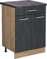 Produktbild: Vicco Küchenunterschrank R-Line, 60 cm AP Anthrazit, Schwarz Beton/Goldkraft Eiche