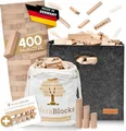 Produktbild: MaderaBlocks® 400 Holzbausteine Natur + 1x Baumpflanzung, 100% Made in Ravensburg Bauklötze Natur Holz unbehandelt Kinder Konstruktions-Spielzeug, Motorik, Bausteine 2, 3, 4, 6 Jahre