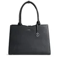 Produktbild: Socha Laptoptasche Damen/Businesstasche Frauen/Aktentasche mit Tragegurt - Elegant - Extra leichte Synthetik - Straight Line Black - 15.6 Zoll Schwarz