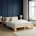 Produktbild: Homestyle4u Holzbett 180x200 Doppelbett mit Lattenrost Natur Kiefer Massivholz - Naturbelassen