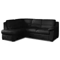 Produktbild: Ledersofa - schwarz - Basismodell - Ottomane links Sofa Wohnlandschaft Ecksofa