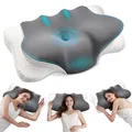 Produktbild: 2in1 Memory Foam Kissen, Orthopädisches Nackenkissen mit Eisseiden Bezug, Stü...