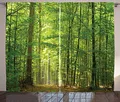 Produktbild: ABAKUHAUS Wald Rustikaler Vorhang, Laub Wald Sommer, Wohnzimmer Universalband Gardinen mit Schlaufen und Haken, 280 x 175 cm, Braun Grün
