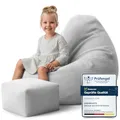 Produktbild: DreamRoots Sitzsack Erwachsene Cord oder Kinder - Bean Bag Sofa - Sitzsack Cord mit Hocker und Bezug - Sitzsäcke mit Füllung 70x70x70 cm Storm Gray