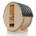 Produktbild: Artsauna Outdoor Fasssauna Spitzbergen 120 für 2 Personen - 3,6 kW Ofen, Saunasteine & Zubehör - Saunafass aus Fichtenholz - Außensauna Gartensauna