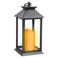 Produktbild: Laterne + LED Kerze mit Flacker Effekt - 30x14 cm - Tisch Deko Leuchte Batterie