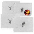 Produktbild: 8-teiliges Platzset Hirsch - moderne Filz-Platzmatte im Vintage Design