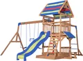 Produktbild: Backyard Discovery Spielturm Holz Northbrook | Spielplatz für Kinder mit Rutsche, Sandkasten, Schaukel und Picknicktisch | Schaukelset für den Garten