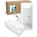 Produktbild: Calmwaters® Premium Badewanne Komplettset 180x80 cm mit Wannenträger & Ablaufgarnitur, Made in EU, Duobadewanne für 2, Set Acryl-Badewanne