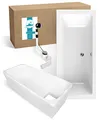 Produktbild: Calmwaters® Premium Badewanne Komplettset 180x80 cm mit Wannenträger & Ablaufgarnitur, Made in EU, Duobadewanne für 2, Set Acryl-Badewanne rechteckig, Moderne Rechteckbadewanne 180 x 80 cm, Weiß