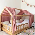 Produktbild: lilimaus Hausbett Himmel [in 12 Farben] Betthimmel Hausbett aus 100% Baumwolle Musselin - Stoffhimmel für Hausbett Deko Mädchen & Jungen - Himmel für Hausbett Kinder - Bett Vorhang Kinderbett