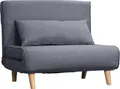 Produktbild: HOMCOM Einzelsofa Schlafsofa Sofabett Klappsofa verstellbar Rückenlehne Liege nordisch skandinavisch 25D Schaumstoff Haus Leinenimitat Tannenholz Grau 94 x 78 x 80 cm