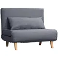 Produktbild: HOMCOM Einzelsofa Schlafsofa Sofabett Klappsofa verstellbar Rückenlehne Liege nordisch skandinavisch 25D Schaumstoff Haus Leinenimitat Kautschukholz Grau 94 x 78 x 80 cm