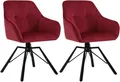 Produktbild: Woltu Esszimmerstuhl 2er-Set Armlehnstuhl Bordeaux Burgundy Weinrot Schwarz, drehbar Polsterstuhl mit Armlehnen Rückenlehne Samtbezug