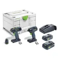 Produktbild: Festool Schrauber- und Bohrer-Set TID 18 HPC 4,0 I-Set T18 (mit TID 18, T 18+3, Akkupacks BP 18 Li 4,0, Schnellladegerät, Schnellspannbohrfutter, Gürtelclip), im Systainer
