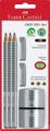 Produktbild: Faber-Castell Bleistiftset Grip 2001 mit Radiererkappen und Spitzdose, HB