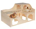 Produktbild: Resch Nr35 Meerschweinchenschloss naturbelassenes Massivholz aus Fichte/Mit Zwei großen EIN-/Ausgängen im Erdgeschoss, die im inneren durch einen „Tunnel“ verbunden sind / 55 x 39 x 33 cm (LxBxH)