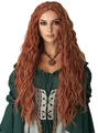 Produktbild: PORSMEER Damen Perücke Auburn Lang Lockige Orange Rot Perücken für Frauen, Natürlich Mittelscheitel Lange Locken Ingwer Rot Wig, Anime Cosplay Halloween Wigs 28 Zoll